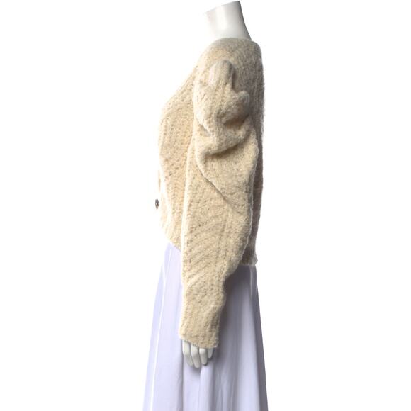 Ulla Johnson Emmy Knit Cardigan Puff Sleeve Sweater in Dawn Cream - Picture 4 of 5
